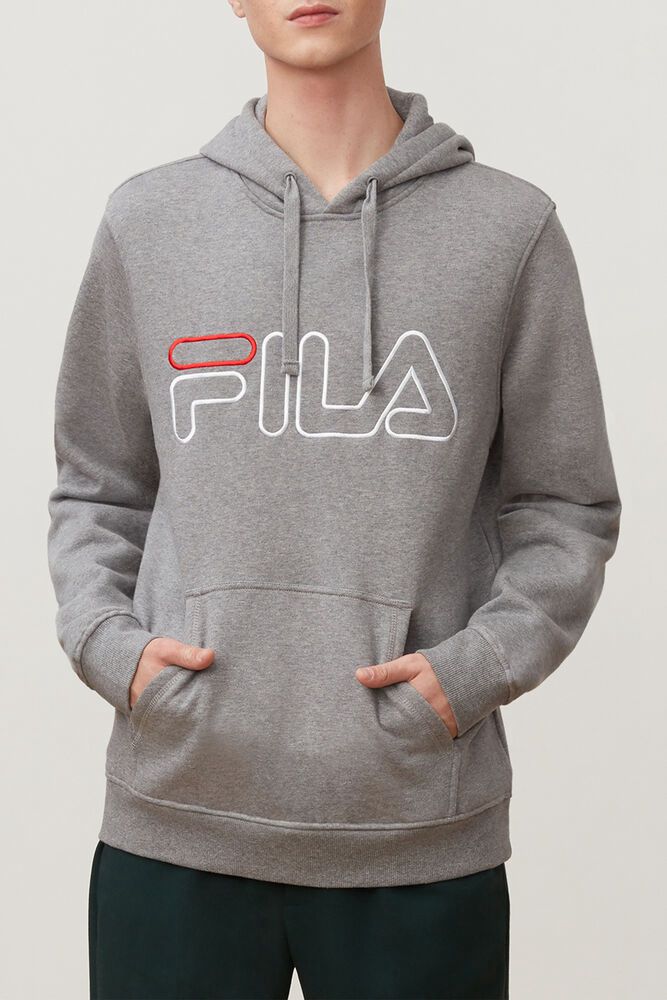 Fila Hoodie Mens Grey Prati - Ireland 69832-YFLJ